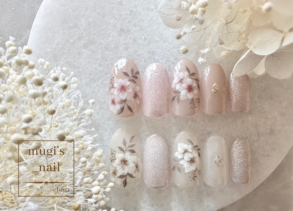 ネイルチップ No.84 フラワーネイル nail ジェルネイル 1枚目の画像