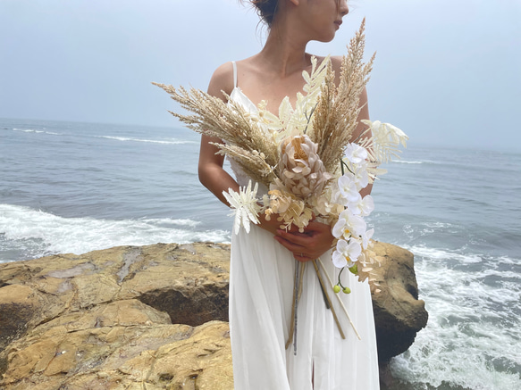 アートフラワーブーケ　ウエディングブーケ　アーティフィシャルフラワー　ナチュラルウエディング 