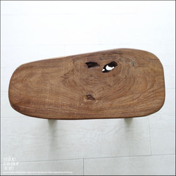 オールドチーク無垢材スツールPN03 ベンチ 椅子 古材家具 一枚板 総無垢 イス 一点物 プリミティブ 世界三大銘木 6枚目の画像