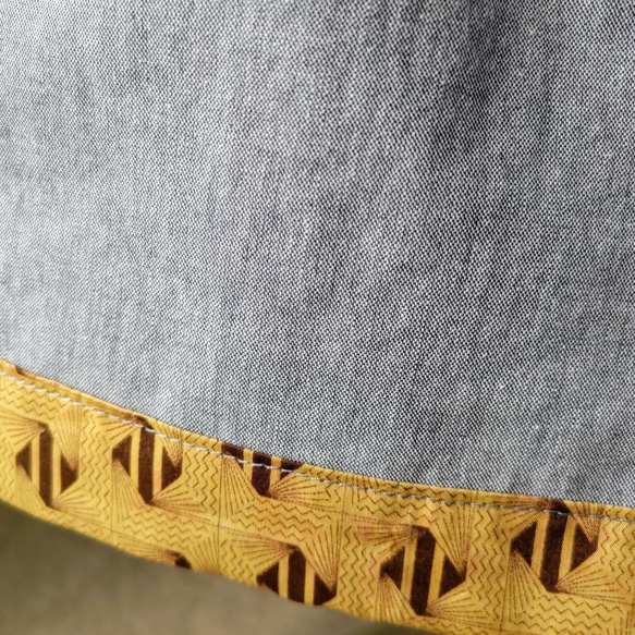 裾にリバティのアクセント　ブルーグレーのロングティアードスカート 8枚目の画像