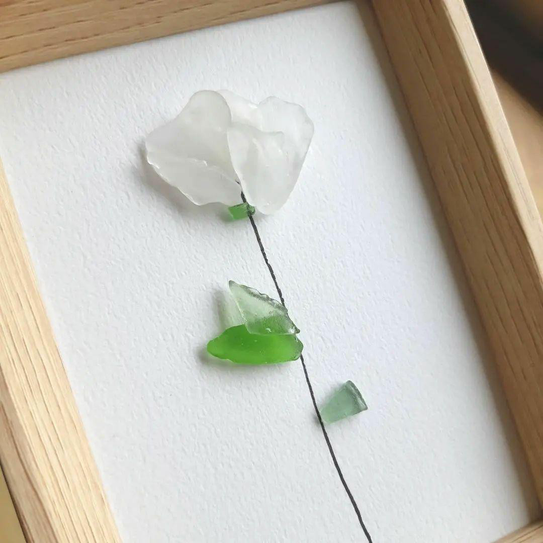 ラビアンローズ（黄色い薔薇)　天然シーグラスアート　ヒーリングアート №656