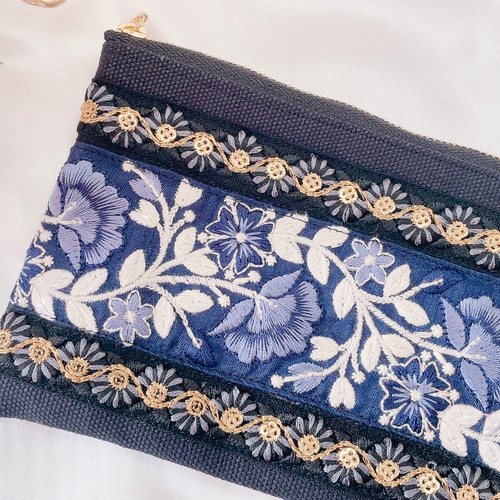 20cmファスナーポーチ インド刺繍リボン ポーチ add.y 通販