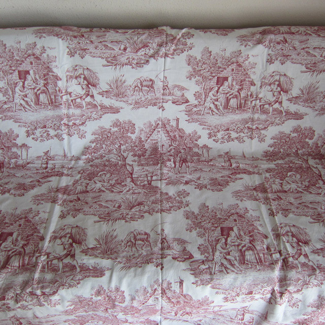 巾140×268cmトワルドジュイ Toile de Jouy 1987年 フランスヴィンテージ アンティーク