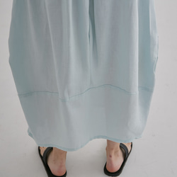 棉麻圓裙 - 單寧 Side ruched midi skirt - Mint 第5張的照片