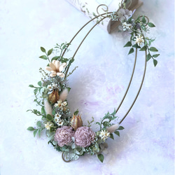 プリザーブドフラワーの壁掛けバスケットアレンジ＊ナチュラルピンク