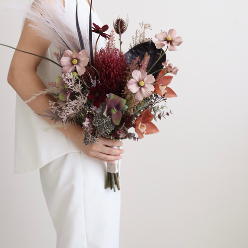 〜❇︎〜春待ちドライフラワーリースブーケブートニアブライダルブーケ〜❇︎〜 記念日を彩るドライフラワー ブーケ＆ブートニア