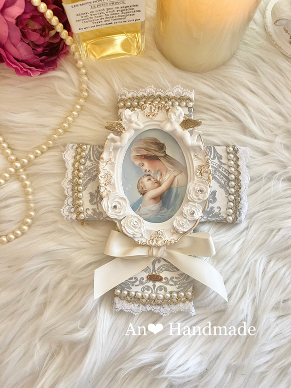 受注販売］聖母マリア様 十字架インテリア オブジェ 壁掛け 壁飾り