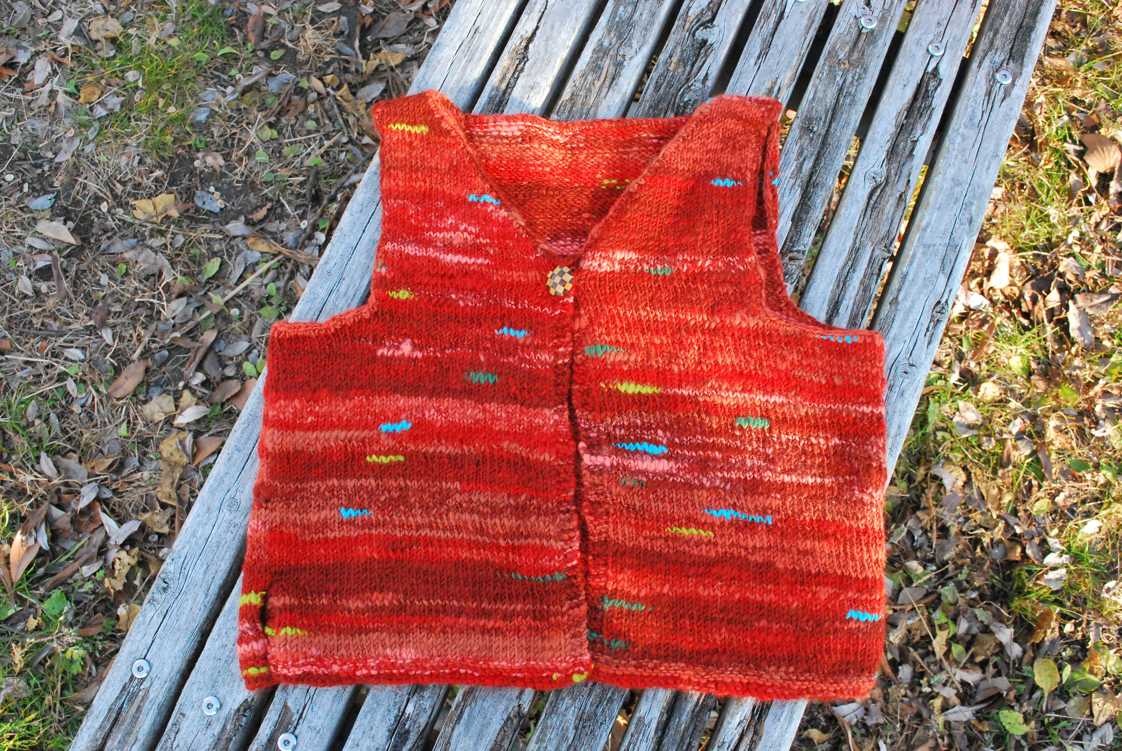 手編み　ベスト　パンダ柄　ウール100%毛糸