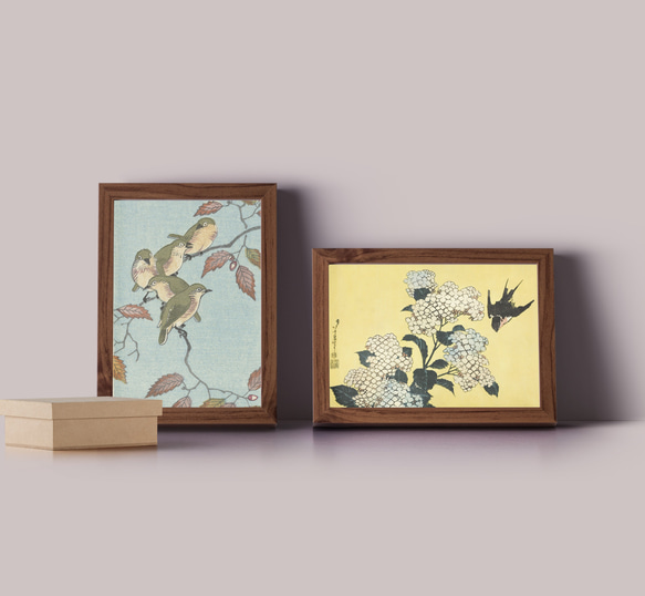 【NO.492】鶯とどんぐりの日本画アートポスター☆ウグイス和柄植物浮世絵和モダン大正ロマンB5A4A3A2A1B5B4 9枚目の画像