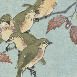 【NO.492】鶯とどんぐりの日本画アートポスター☆ウグイス和柄植物浮世絵和モダン大正ロマンB5A4A3A2A1B5B4 3枚目の画像