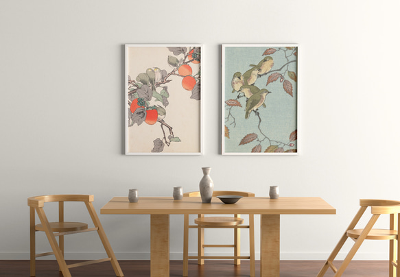 【NO.492】鶯とどんぐりの日本画アートポスター☆ウグイス和柄植物浮世絵和モダン大正ロマンB5A4A3A2A1B5B4 6枚目の画像