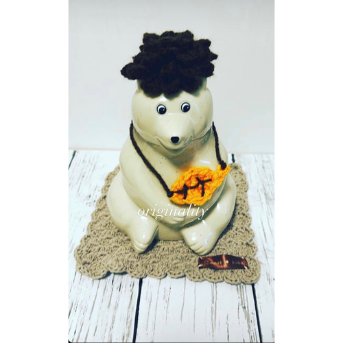 白くま貯金箱 紅葉狩り着せ替え 2点セット あみぐるみ mmzk * kobo