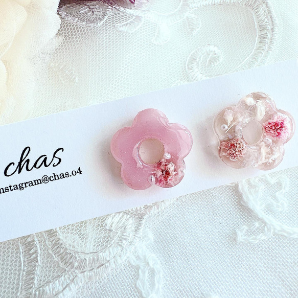 ドライフラワー お花のレジンピアス イヤリング ピアス