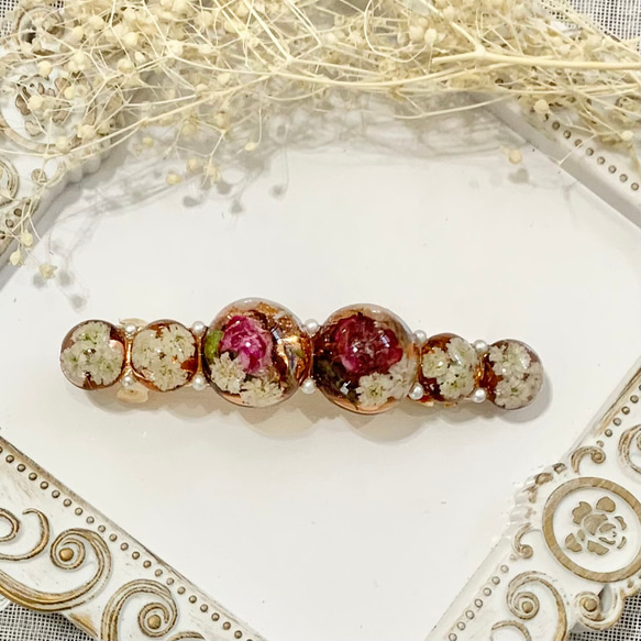 リトルウッズ(マイクロミニ薔薇) ドライフラワー バレッタ レジン 
