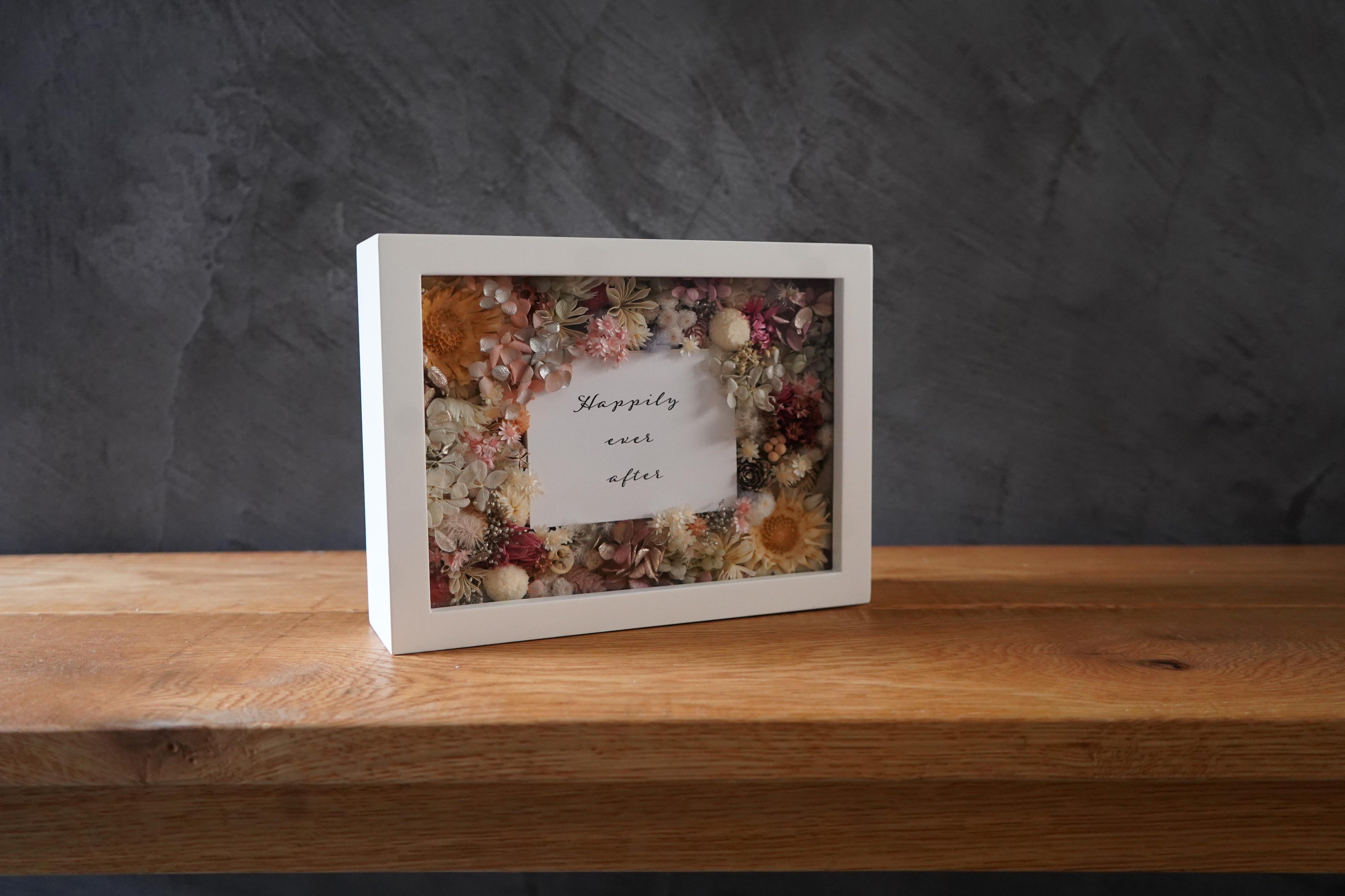 [ガラスケース・フラワーボックス] プリザーブド＆ドライフラワー ピンク×アイボリー　【贈呈品】【記念品】