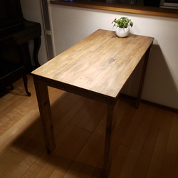 110X60木製脚ウォールナットワックス仕上げテーブル 2枚目の画像