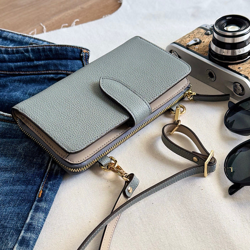 本革 超軽量260グラム お財布ショルダー スマホショルダー バイ