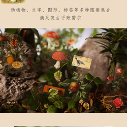 100枚　山川漫歌 レトロ　透明防水　シール　ステッカー　コラージュ　ボタニカル　植物　キノコ　蝶　海外 10枚目の画像