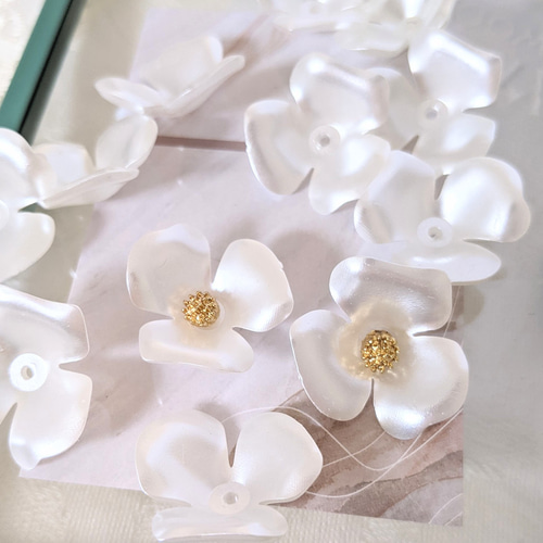 ハンドメイドフラワーチャーム20個フロスト