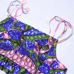 〜アフリカ〜ビスチェ04 アフリカンプリント ショートキャミ　トップス ファッション小物 蓮の実柄　アフリカ布 4枚目の画像