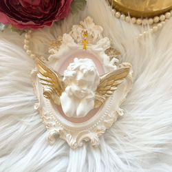受注制作］アロマストーン 金の羽根 幸運の天使 壁飾り 天使の置き物