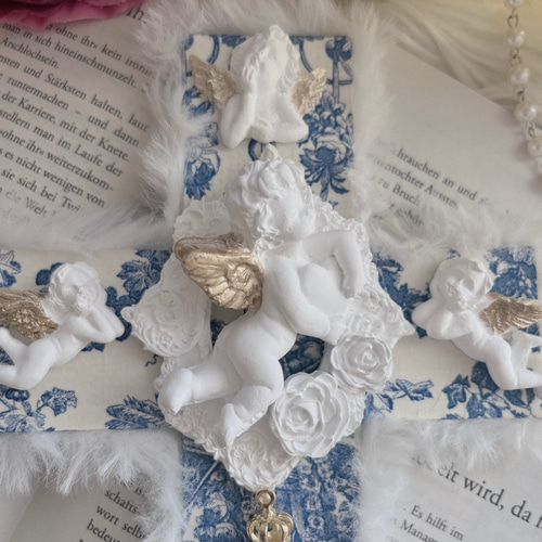 ♡希少　高品質 　透明感あり♡　シトリン　マリア様　エンジェル 受注販売]天使とマリア様の御守り十字架 壁飾り アロマストーン 天使