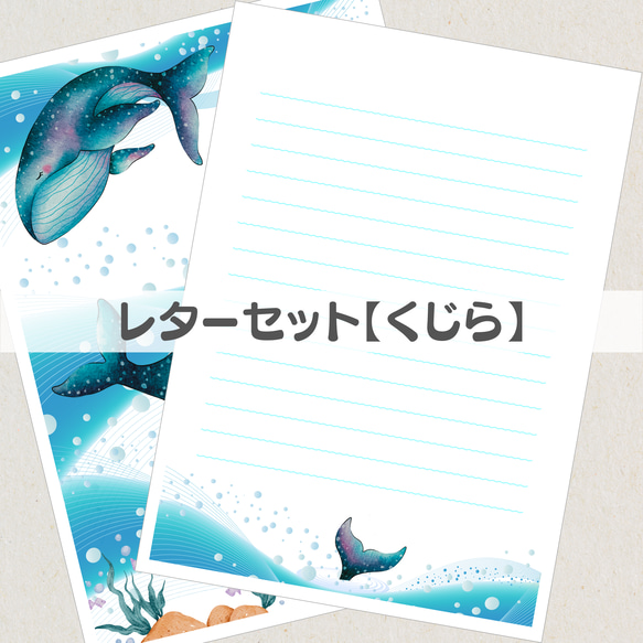 くじらのレターセット レターセット こっこ屋 通販 16458852｜Creema