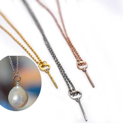 R39 上品 パール 天然石 金具 片穴 空枠 台座 金属アレルギー対応