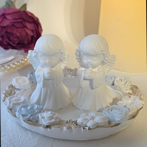 受注販売] 双子の天使 アロマストーン 天使 ギフト 誕生日 カトリック