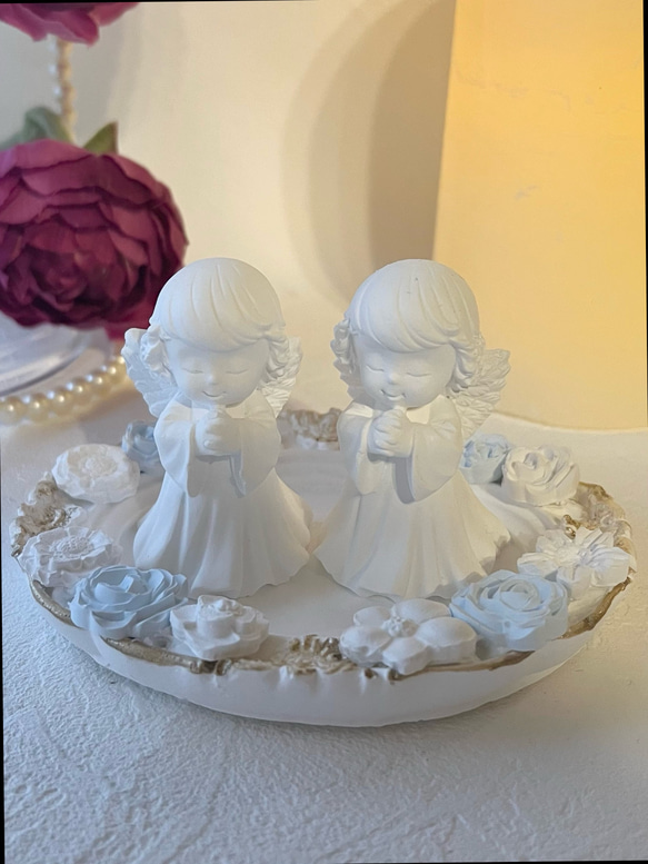 受注販売] 双子の天使 アロマストーン 天使 ギフト 誕生日 カトリック