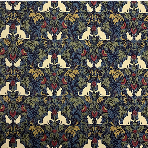 アンティーク調猫ダマスク柄【オーダー生地見本】 和装小物（帯・半襟