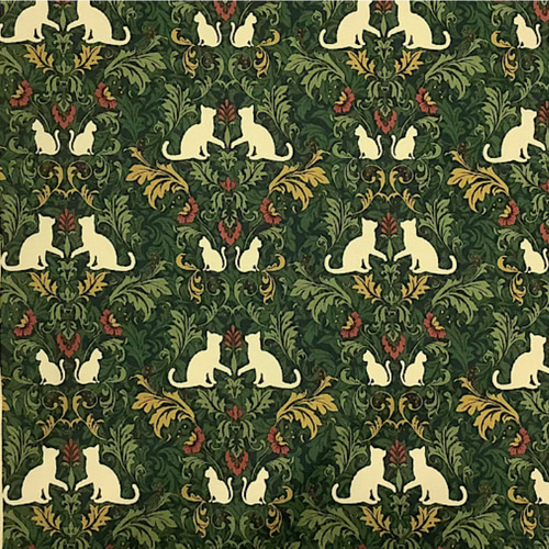 アンティーク調猫ダマスク柄【オーダー生地見本】 和装小物（帯・半襟