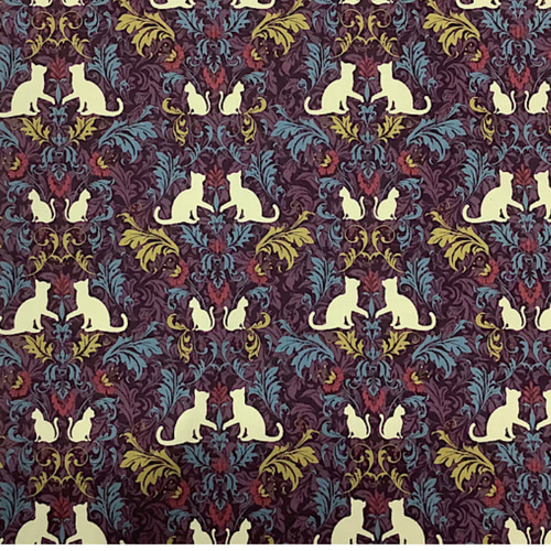 アンティーク調猫ダマスク柄【オーダー生地見本】 和装小物（帯・半襟  