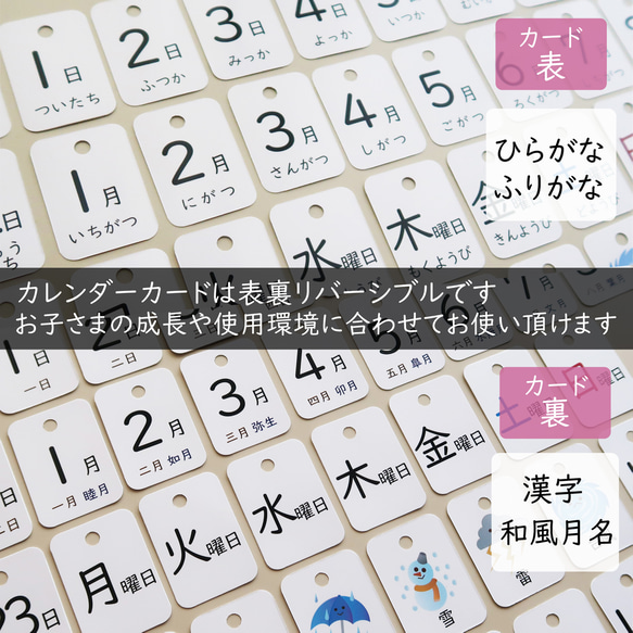 日めくりカレンダー 知育 保育 リバーシブルカード シンプル 手作り 2枚目の画像