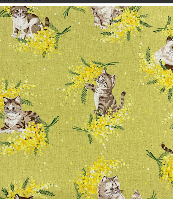 猫とミモザ柄【オーダー生地見本】 和装小物（帯・半襟） ようか 通販  