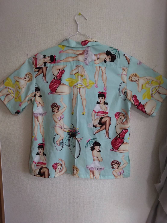 女性柄ヴィンテージ風オリジナルアロハシャツ 2枚目の画像