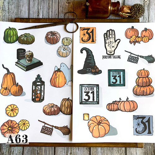 コラージュ素材 コラージュペーパー ジャンクジャーナル素材 ハロウィン be7aeae2a567e4f76b924840348a8d