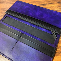 内装染色- 二つ折り長財布 / バイオレット（深紫） 9枚目の画像