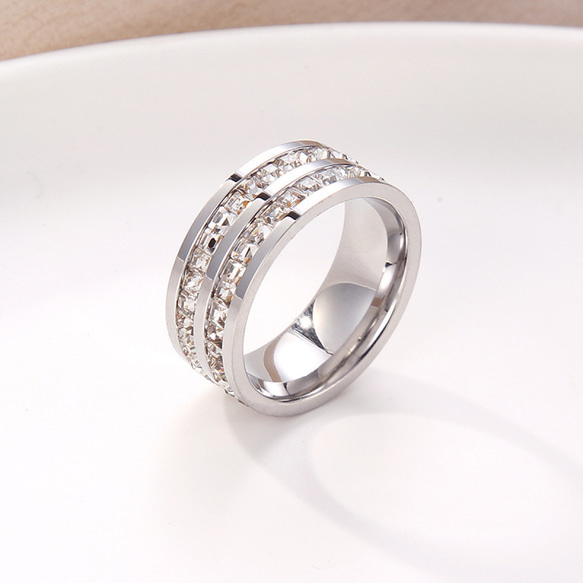 AOI Jewel 指輪 エタニティリング レディース ジルコニア チタン おしゃれ アクセサリー 韓国ファッション 2枚目の画像