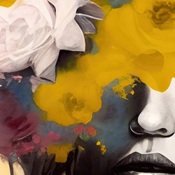 アートポスター 花と女性 イエロー バラ 抽象画 モダンアート 北欧風 おしゃれ インテリア リビング 8枚目の画像