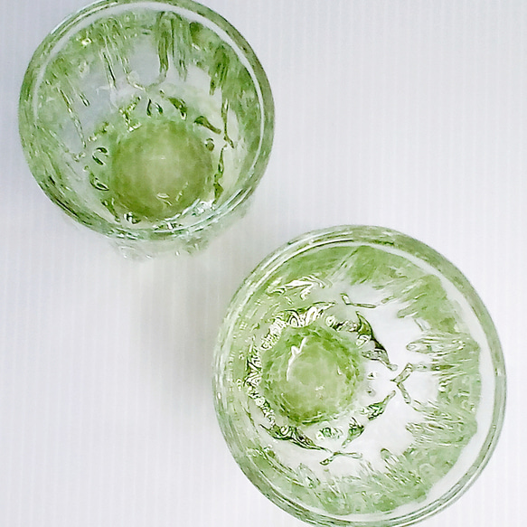 でこぼこ（グリーン系）セット（２個セット）/　吹きガラス　/　グラス・うつわ 5枚目の画像