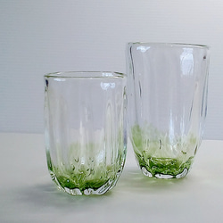 でこぼこ（グリーン系）セット（２個セット）/　吹きガラス　/　グラス・うつわ 7枚目の画像