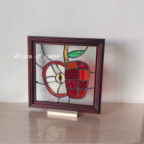 ワケありな逸品』ステンドグラスのりんごパネル (SQ16-02W)<インテリア
