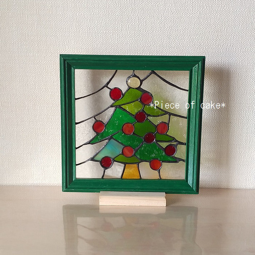 ステンドグラスクリスマスツリーパネル
