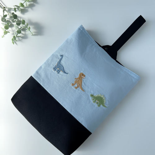 名入れOK【水色3点セット】サイズ選択可・恐竜の刺繍・レッスン