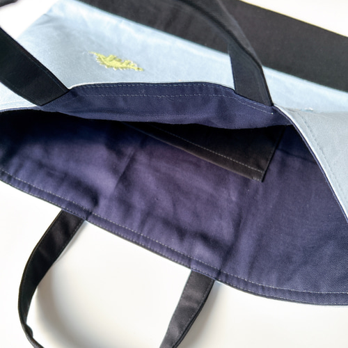 名入れOK【水色3点セット】サイズ選択可・恐竜の刺繍・レッスンバッグ