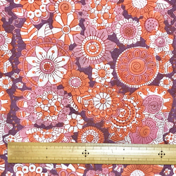 【50cm單位】紫白橙花印度手工塊印花布料棉質 第6張的照片