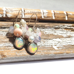 ❁Rainbow bouquet earrings All silver925❁宝石質エチオピアンオパール 2枚目の画像