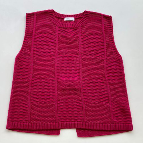 重ね着コーデ バックスリット アクリルウールニットベスト 【チェリー