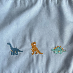 名入れOK【2サイズ・サイズ変更可】恐竜の刺繍・レッスンバッグ・男の子・マチあり・マチなし・緑・紺色・入園入学・ネイビー 8枚目の画像